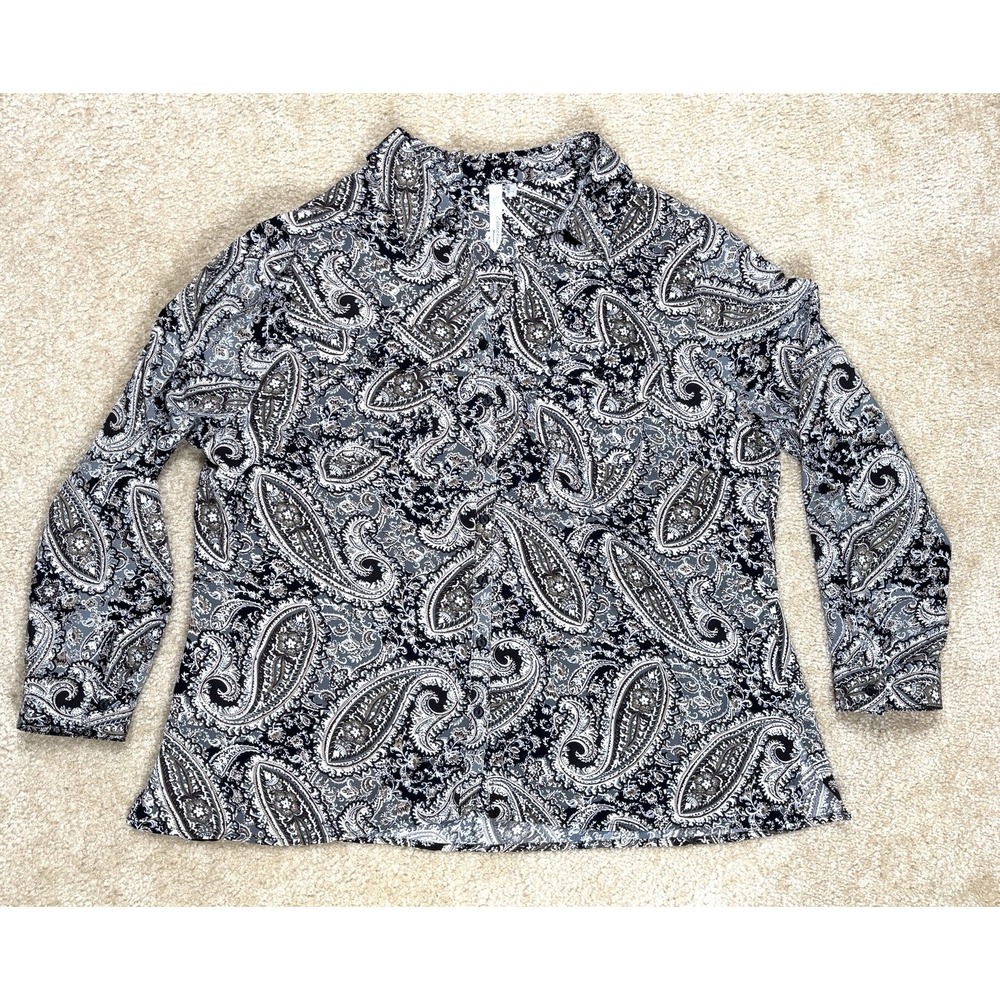 NY Collection Black Brown Paisley 2X Old Money Heritage Chic
